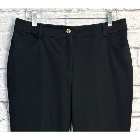 St. John Womens Black Denim Pants Jeans SIZE 12 Wide Straight Leg High Rise NEW - Picture 3 of 7